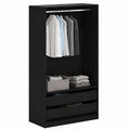 Armoire, avec rangement, en chêne, 100 x 50 x 200 cm, coloris noir, pour la chambre