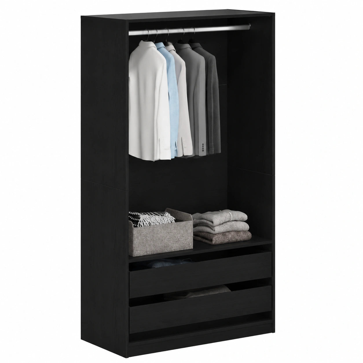 Armoire, avec rangement, en chêne, 100 x 50 x 200 cm, coloris noir, pour la chambre