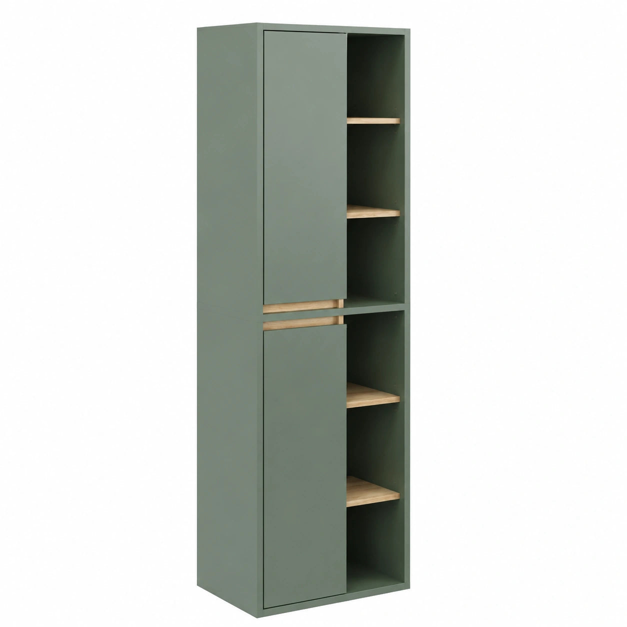 Armoire, en chêne, avec étagères, coloris vert, 50 x 170 cm, pour la chambre