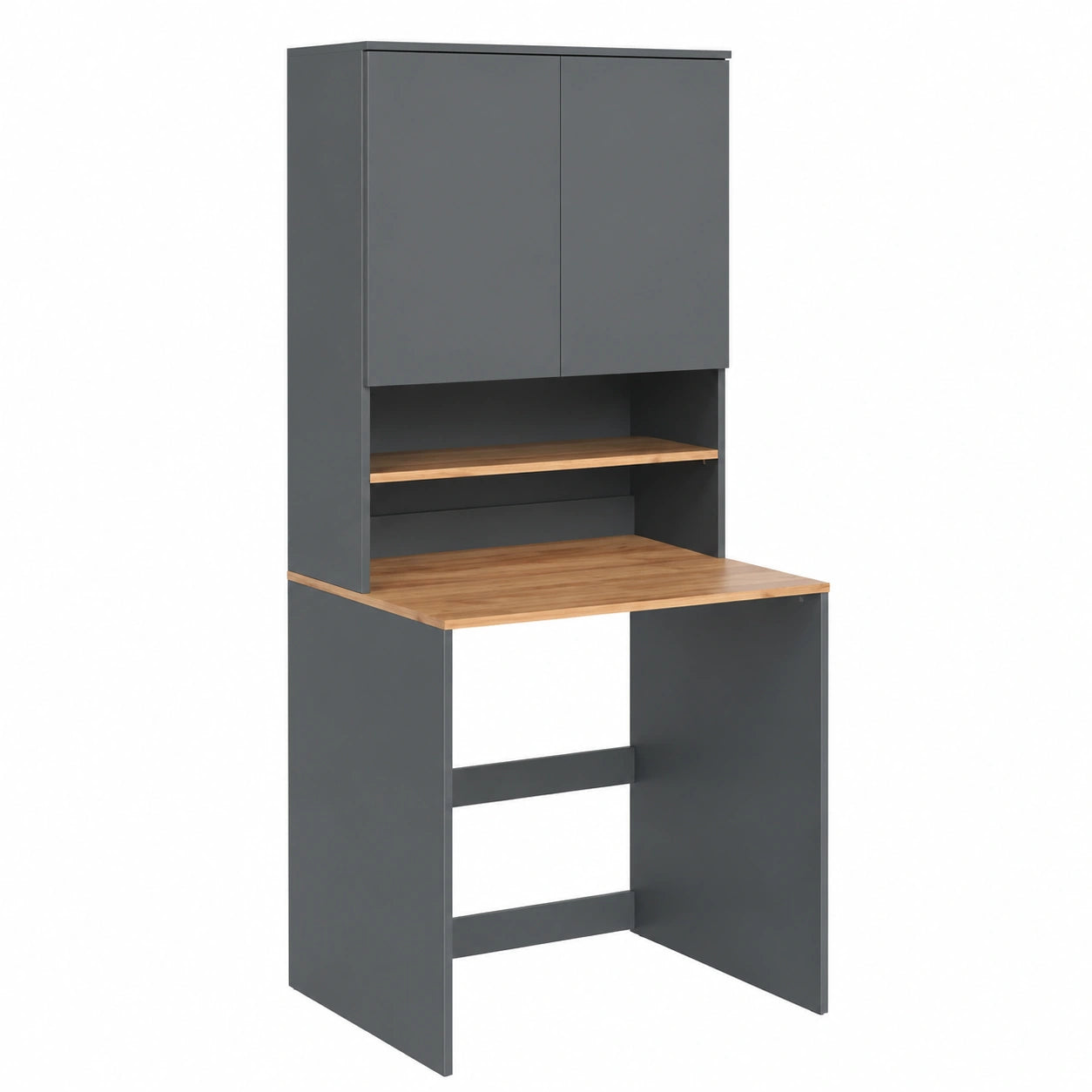 Armoire, avec rangement, avec étagères, en chêne, 2 pièces, 68 x 88,2 cm, coloris anthracite et doré, pour la chambre