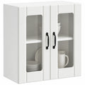 Armoire, avec rangement, avec portes, en verre, coloris blanc, 60 x 31 x 60 cm, pour la chambre