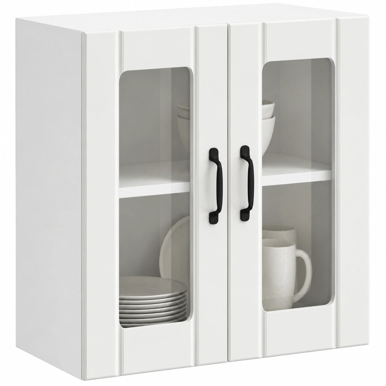 Armoire, avec rangement, avec portes, en verre, coloris blanc, 60 x 31 x 60 cm, pour la chambre