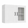 Armoire, en verre, avec rangement, avec portes, coloris blanc, 40 x 31 x 60 cm, pour la chambre