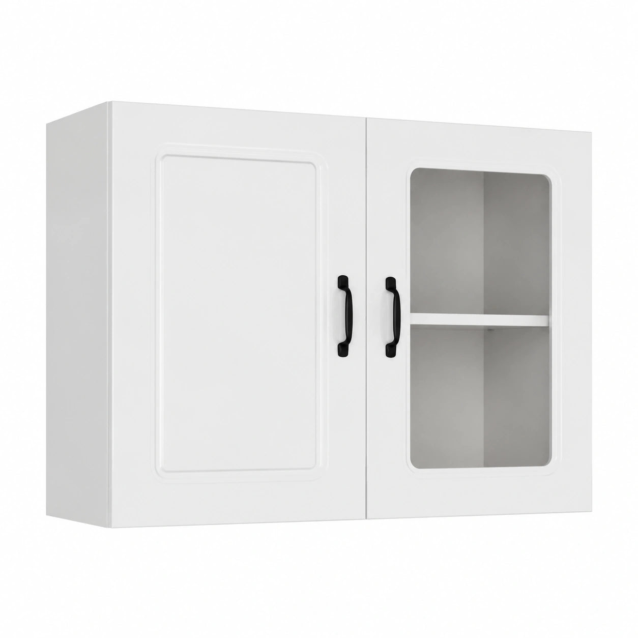 Armoire, en verre, avec rangement, avec portes, coloris blanc, 40 x 31 x 60 cm, pour la chambre