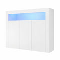 Commode, avec portes, avec éclairage LED, coloris blanc, pour la chambre ou le salon