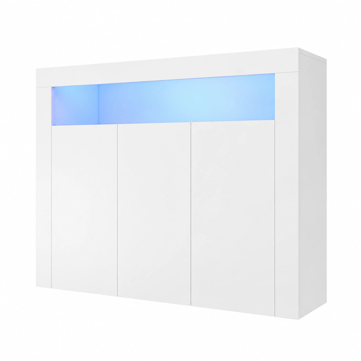 Commode, avec portes, avec éclairage LED, coloris blanc, pour la chambre ou le salon