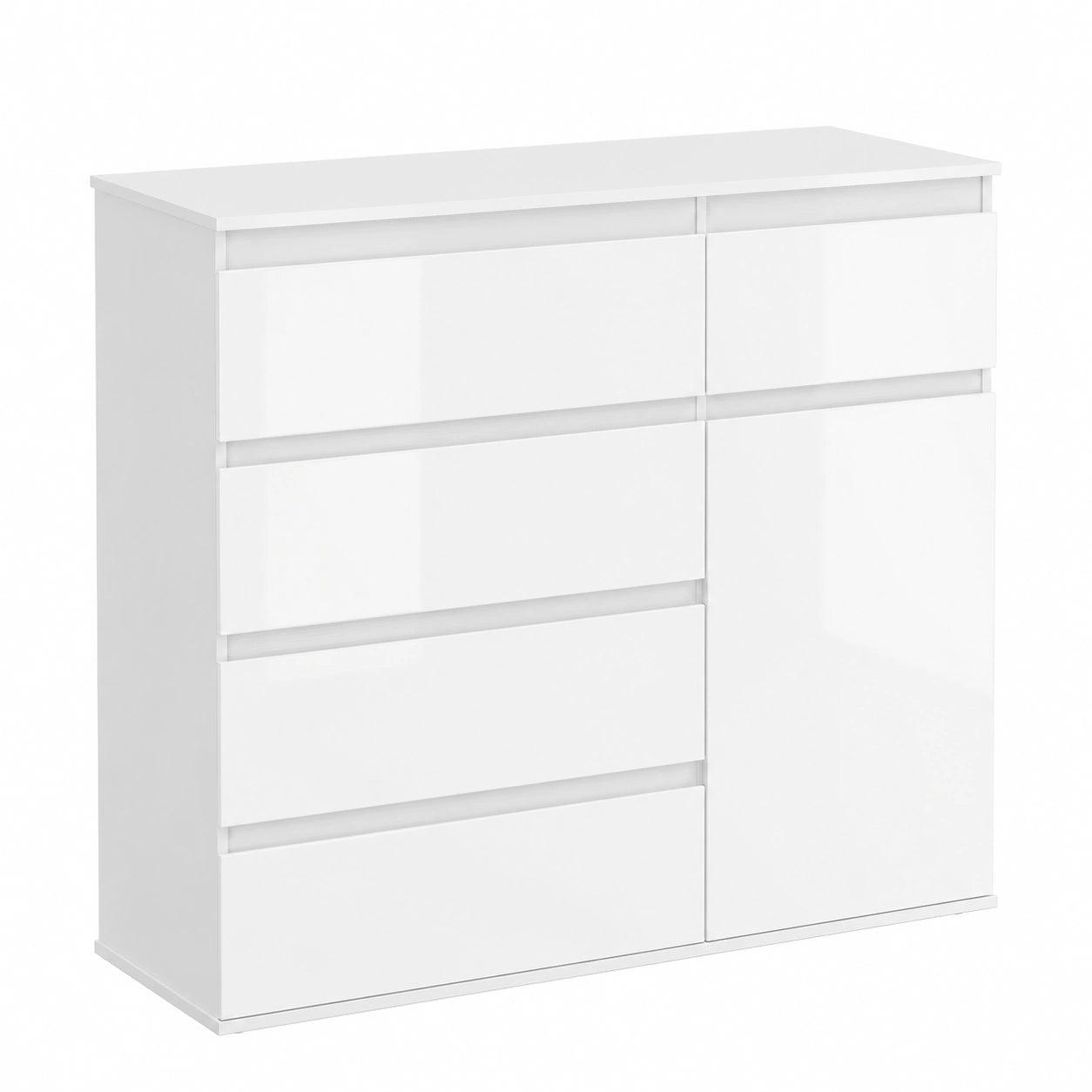 Commode, réglable, avec tiroirs, avec étagères, coloris blanc, 100 x 40 x 80 cm, pour la chambre ou le salon