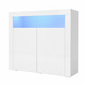 Commode, avec portes, avec éclairage LED, coloris blanc, pour la chambre ou le salon