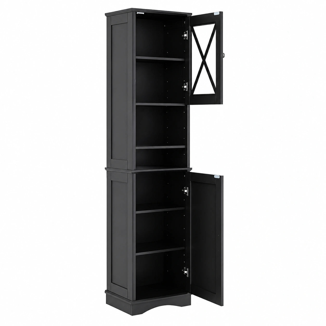 Armoire, réglable, avec rangement, avec étagères, coloris noir, 30 x 40 x 170 cm, pour la chambre